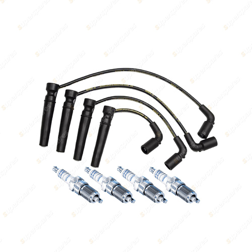 Bosch 4 Nickel Spark Plugs+Lead Kit for Holden Barina TK SA086 1.6L I4 05-11