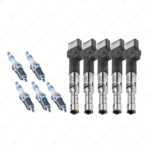 Bosch 5 Spark Plugs+5 Ignition Coils for Volkswagen Bora TYPE 4 1J 2.3L V5 01-07