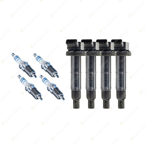 Bosch 4 Spark Plugs+4 Ignition Coils for Toyota Camry ACV40R ACV40 2.4L 2AZFE I4