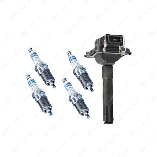Bosch 4 Spark Plugs+Ignition Coil for Volkswagen Golf MK 4 1J Passat B5 3B I4