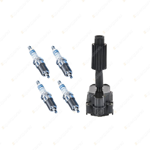 Bosch 4 Spark Plugs+Ignition Coil for Ford Transit VH VJ 2.3L E5FB I4 16V 00-08