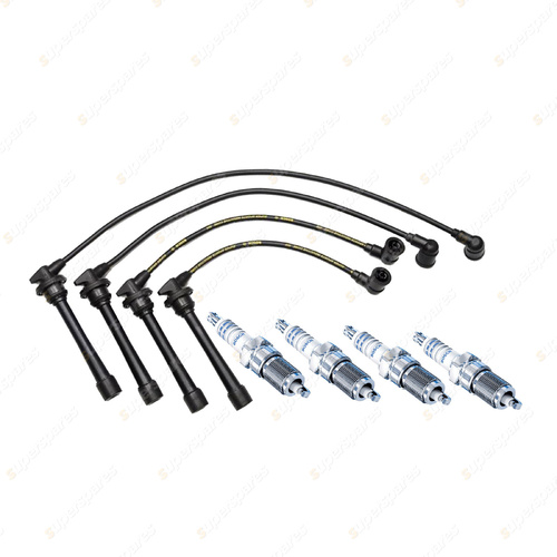 Bosch 4 Spark Plugs+Lead Kit for Hyundai Tucson JM Elantra Coupe Lantra Tiburon