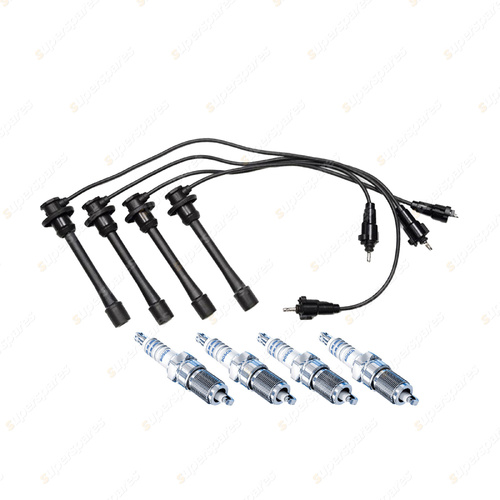 Bosch 4 Spark Plugs+Lead Kit for Toyota Hilux RZN185R RZN185 2.7L I4 112KW 95-02