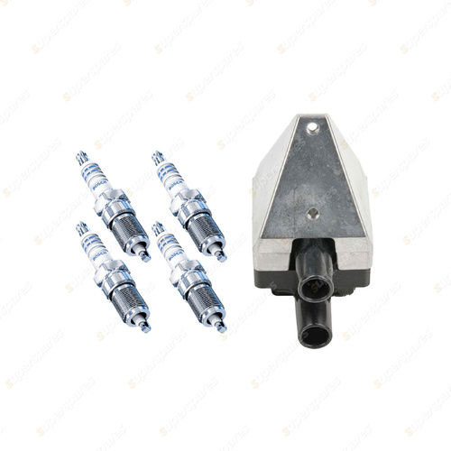 Bosch 4 Spark Plugs+Ignition Coil for Mercedes Benz C200 C220 W202 2.0L 2.2L I4
