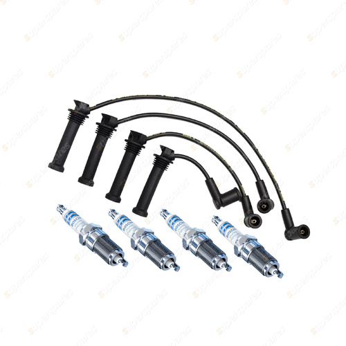 Bosch 4 Spark Plugs+Lead Kit for Mazda MPV LW LW3W 2.3L I4 16V L3DE 02-06