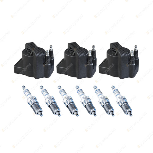 Bosch 6 Spark Plugs+3 Ignition Coils for Holden Caprice Statesman WH 3.8L V6