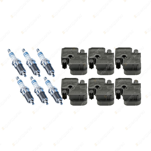 Bosch 6 Spark Plugs+6 Ignition Coils for Mercedes Benz C350 W203 3.5L V6 24V
