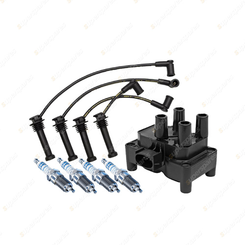 Bosch 4 Spark Plugs Coil Lead Kit for Ford Focus LR AXXGC AXXWP FXXWP 1.8L I4