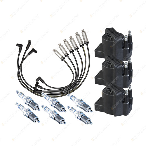 Bosch 6 Spark Plugs 3 Coils Lead Kit for Holden Statesman Caprice VR VQ 3.8L V6