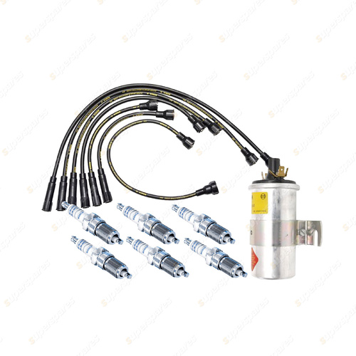 Bosch 6 Spark Plugs Coil Lead Kit for Holden Standard FJ Utility 50 2.2L I6