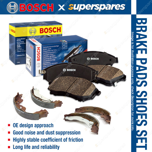 8Pcs Bosch Front Brake Pads + Rear Shoes for Hyundai Getz TB 1.3L G4E-A W/O ABS