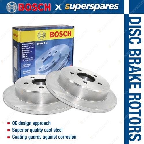 2 x Bosch Rear Disc Brake Rotors for Hyundai i20 PB BB31C BB51C BC51D