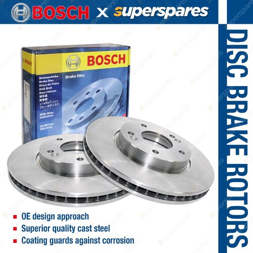 2 x Bosch Front Disc Brake Rotors for Hyundai Santa fe CM SG81D SG81E SH81W
