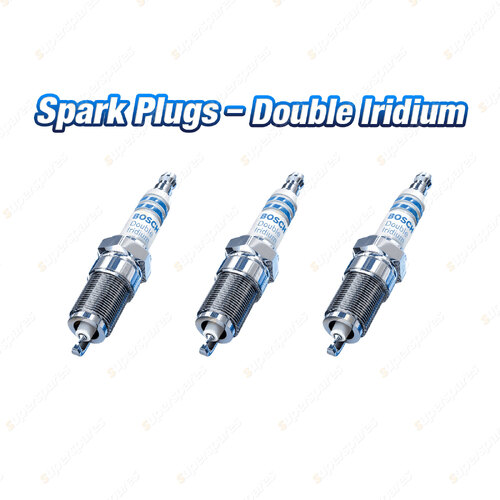 3 x Bosch Double Iridium Spark Plugs for Daihatsu Cuore L7 SirionI M1