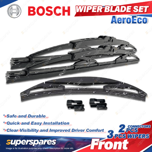 1 x Bosch F & R AeroEco Wiper Blade Set + Connectors for Honda Step WGN RK