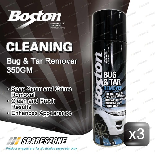 3 x Boston Bug & Tar Remover 350G - Spray Safe without Damaging The Paint
