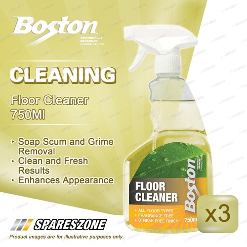 3 x Boston Floor Cleaner 750ML - Remove Dirt Stains Grime Leave Clean and Shiny