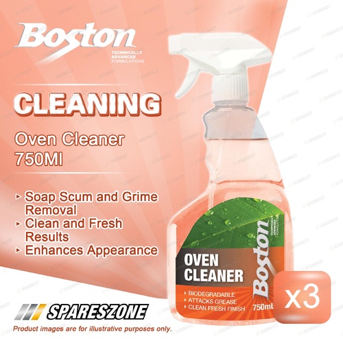3 x Boston Oven Cleaner 750ML - Remove Grease Grime Food Residues From Ovens