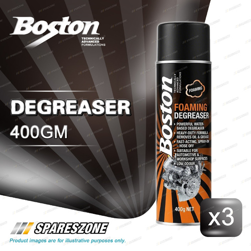 3 x Boston Foaming Degreaser 400Gm - Easy-to-Use Foaming Spray High-Foaming