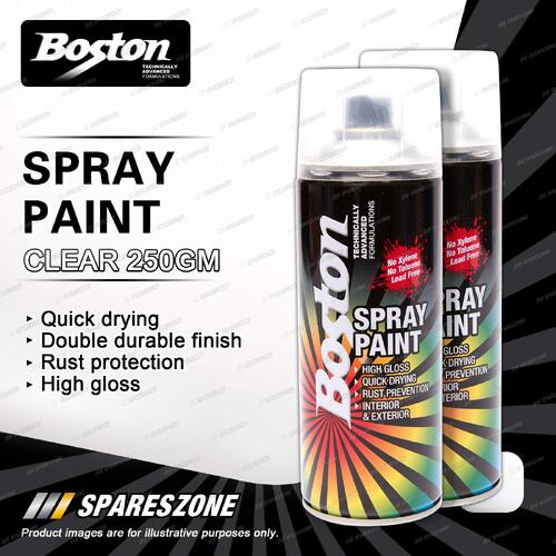 2 x Boston Clear Spray Paint Can 250 Gram High Gloss Rust Protection