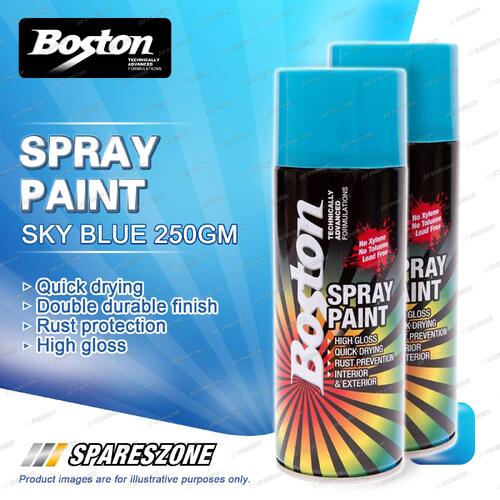 2 x Boston Sky Blue Spray Paint Can 250 Gram High Gloss Rust Protection