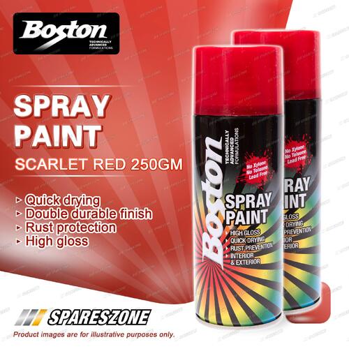 2 x Boston Scarlet Red Spray Paint Can 250 Gram High Gloss Rust Protection