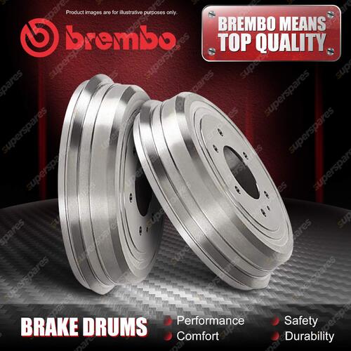 2x Rear Brembo Brake Drums for Toyota Hilux Vigo 2WD 254.1mm Diameter