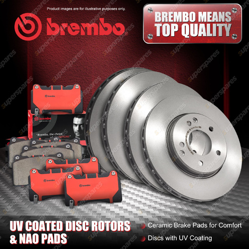 Front + Rear Brembo UV Disc Rotors NAO Brake Pads for Hyundai Ix35 LM EL ELH 4WD