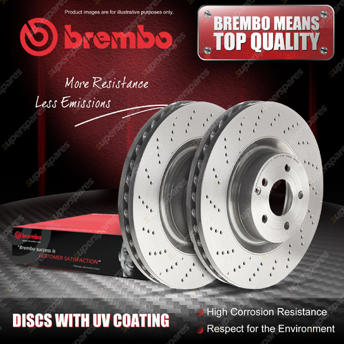 2x Rear Brembo UV Drilled Brake Rotors for Maserati Ghibli Levante Quattroporte