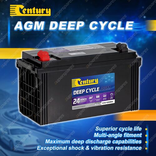 Century Deep Cycle AGM Battery -M8 Insert 125Ah Portable 4WD Sealed Marine Solar