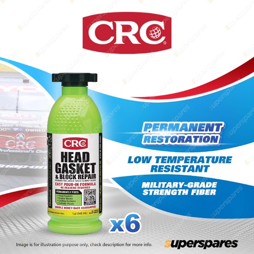6 x CRC Fiberlock Head Gasket & Block Repair 946ml - Coolant Leaks Heater Cores