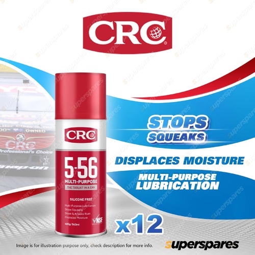 12 x CRC 5-56 Multi Purpose Lubricant 400g/560ml - Protects Metals Silicone Free