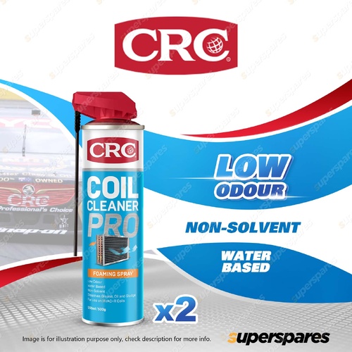2 x CRC Coil Cleaner Pro Aerosol 500g - Suit Evaporator and Condenser Coils