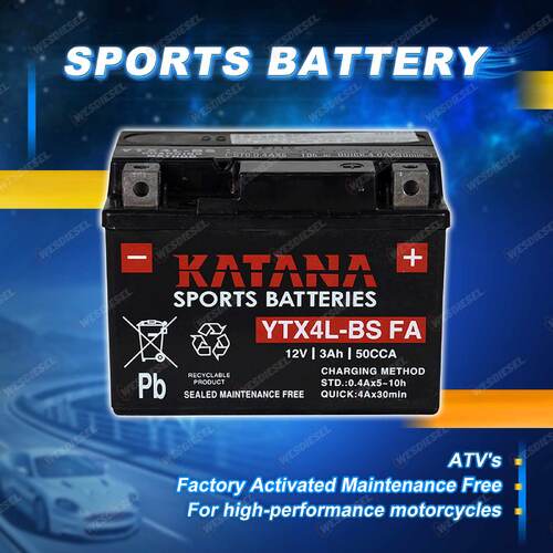 Katana Sports Battery - 12V 50CCA 3Ah for Kymco Various Models Motorcycle
