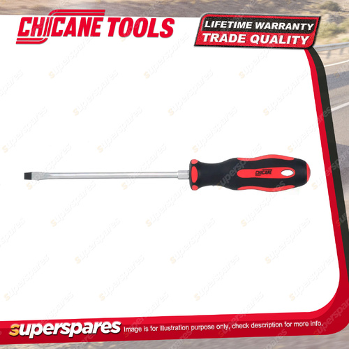 Chicane Slotted Screwdriver 6.5mm x 150mm - SVCM Steel and Satin Chrome Plated