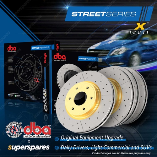 DBA Front + Rear Street Series Drilled Brake Rotors for Lexus ES300 MCV30 3.0L