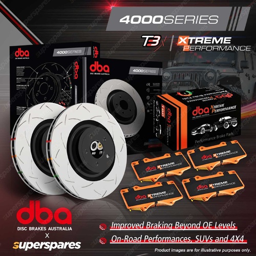 DBA 4000 Slotted Front Brake Rotors Pads for Subaru Liberty B4 BE B12 BE5 2.0L