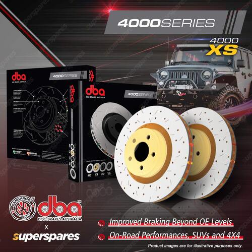 2x DBA Front 4000 XS Gold Drilled Disc Brake Rotors for Isuzu D-Max TFR TFS 3.0L