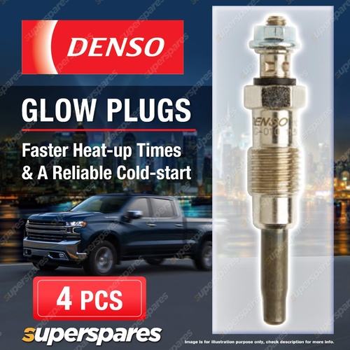 4 x Denso Glow Plugs for Daewoo Musso FJ 2.2 TD 2299cc 2 Valve 4Cyl 1999 - On