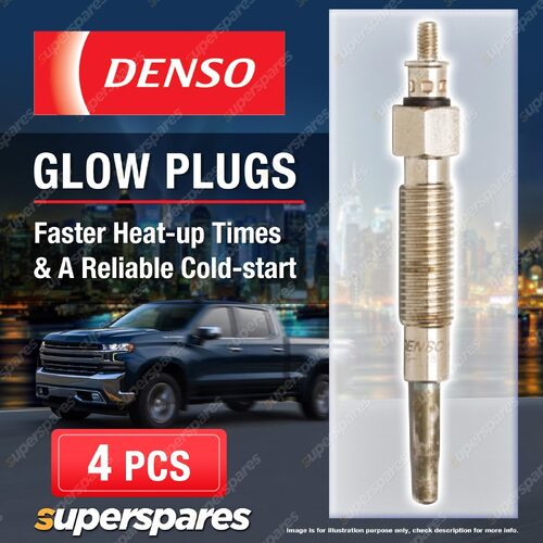 4 x Denso Glow Plugs for Nissan Navara D21 D22 Terrano II R20 Urvan E24 2.7 D