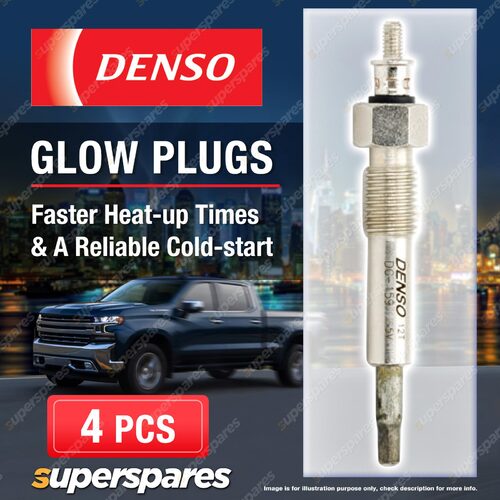 4 x Denso Glow Plugs for Isuzu Gemini JT 1.5 TD 4EC1T 1488cc 4Cyl 1988 - 1990
