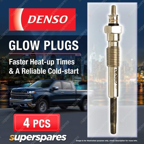 4 Denso Glow Plugs for Toyota Hilux KZN165 Land Cruiser Prado KZJ90 KZJ95 KZJ120
