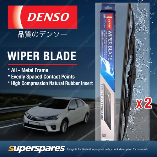 Pair Front Denso Conventional Wiper Blades for Toyota Echo NCP10 NCP13 SCP12