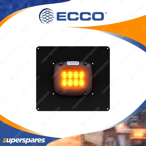 ECCO 200 Series 12-24V Amber LED Bus Light - Surface Mount with 70mm Black Plate