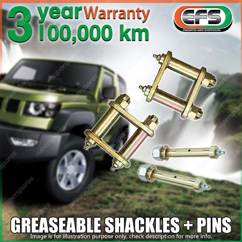 Front EFS Greaseable Leaf Springs Shackles + Pins for Nissan Patrol MQ LWB 80-97