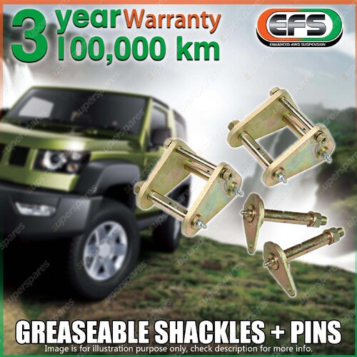 Front EFS Greaseable Shackles + Pins for Toyota Landcruiser 75 Series 1985-1992