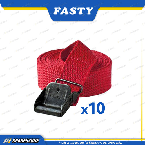 Fasty Straps 2.5m x 25mm Red High Tenacity Polypropylene Straps - Pack of 10