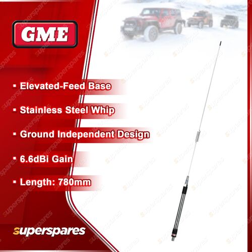 GME 780mm Elevated Feed Antenna (6.6DBI Gain) - Stainless Steel Whip AE4012K1