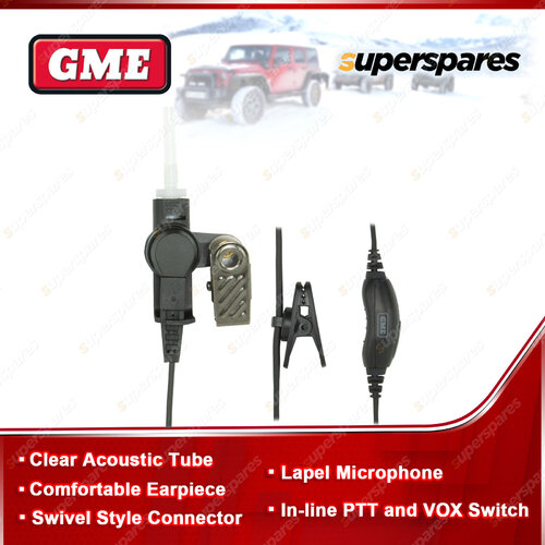 GME Clear Eartube Lapel Microphone Security Kit Suit TX665/TX667/TX675