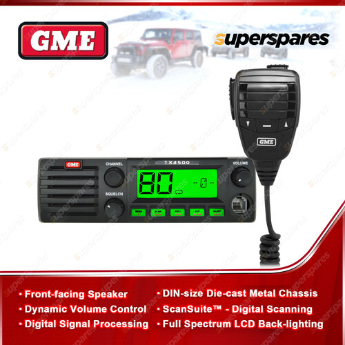 GME 5 Watt Din Mount UHF CB Radio With Scansuite Digital Scanning TX4500S